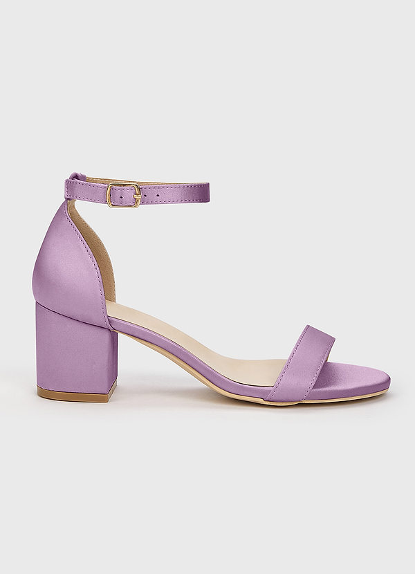 front Matching Color Matte Satin One Strap Buckle Block Heel Sandals