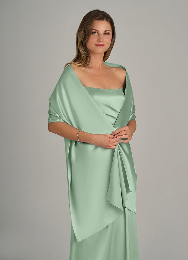 front Azazie Matching Color Ireland Metallic Satin Shawl