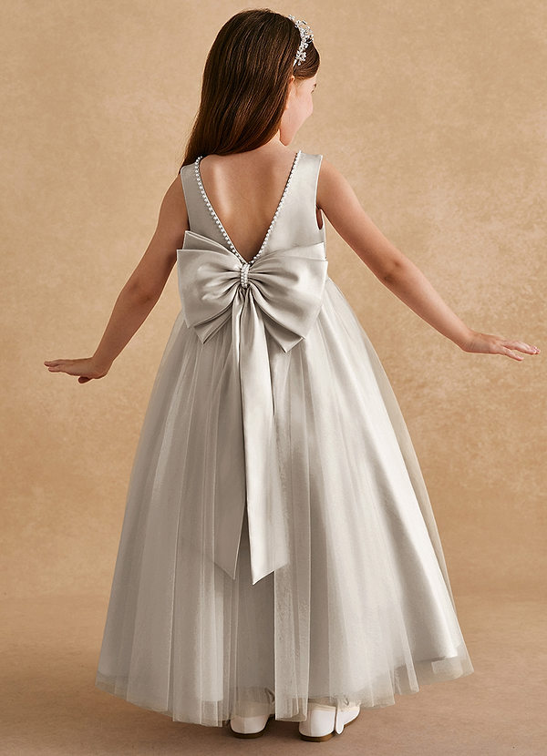 Azazie Cookie Flower Girl Dresses Frost A-Line Bow Tulle Dress image1