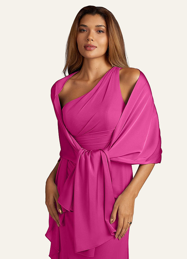 front Azazie Châle En Satin Extensible Aleena De Couleur Assortie