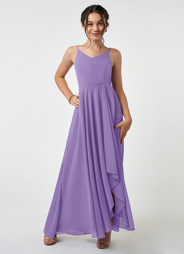 Azazie Collette Junior Tahiti A-Line Ruched Chiffon Dress image1