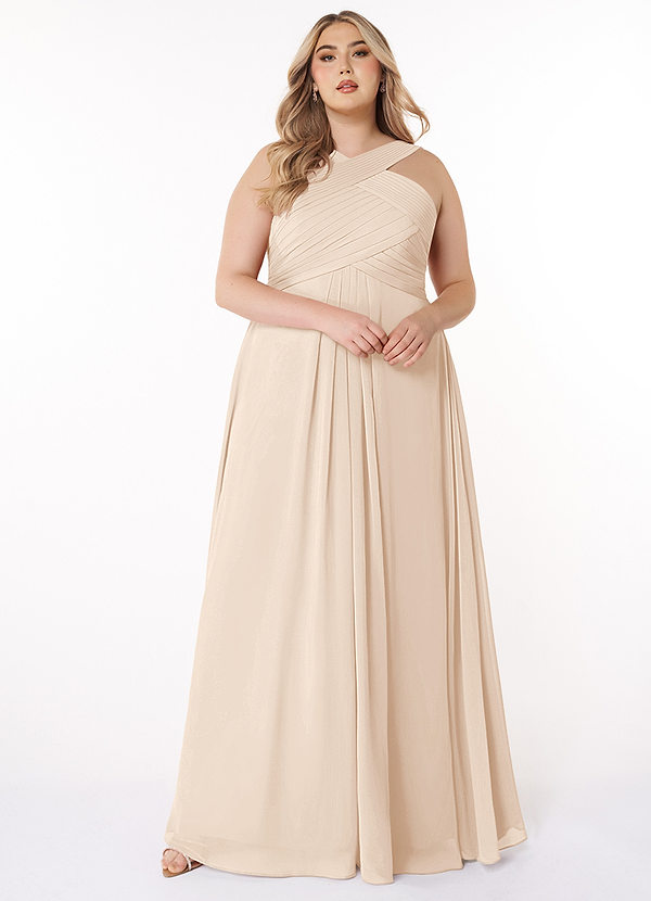 Azazie Kaleigh Bridesmaid Dresses White Alabaster A-Line Pleated Chiffon Dress image1