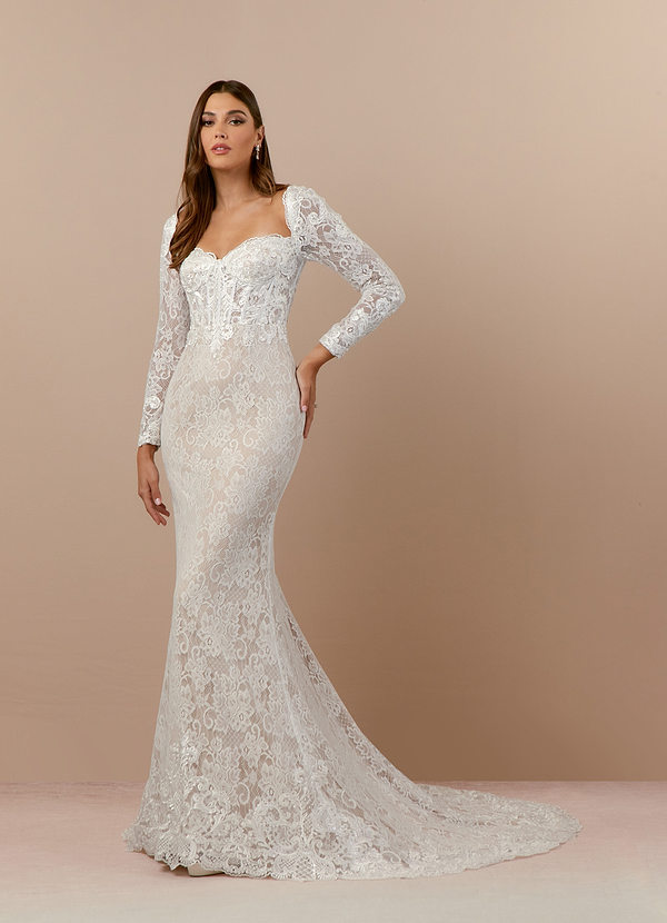Azazie Gemma Wedding Dresses Mermaid Sweetheart Sequins Lace Chapel Train Dress image1