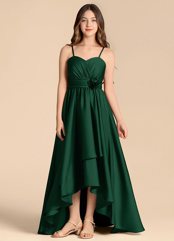 Azazie Catalina Junior Klä av A-Line i Stretch Satin Älskling Halsringning image1