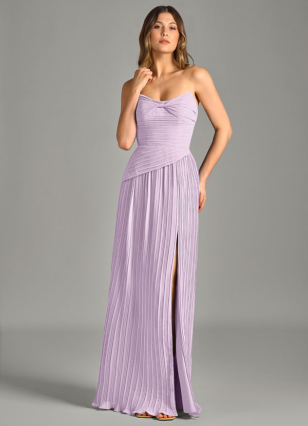 Azazie Becka Bridesmaid Dresses Frosted Lilac A-Line Strapless Chiffon Dress image1