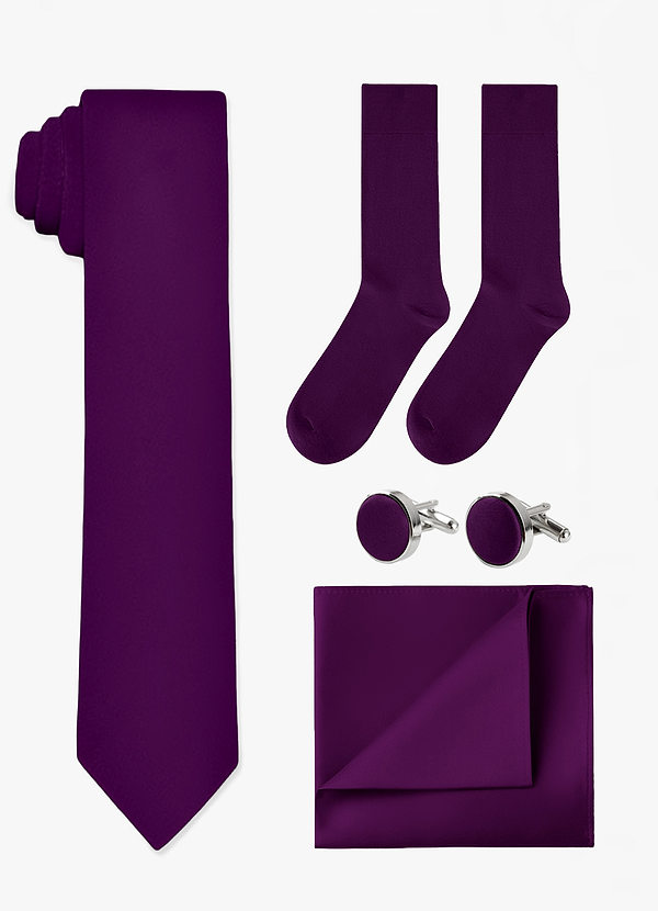 front Ensemble cravate, pochette, boutons de manchette et chaussettes assortis