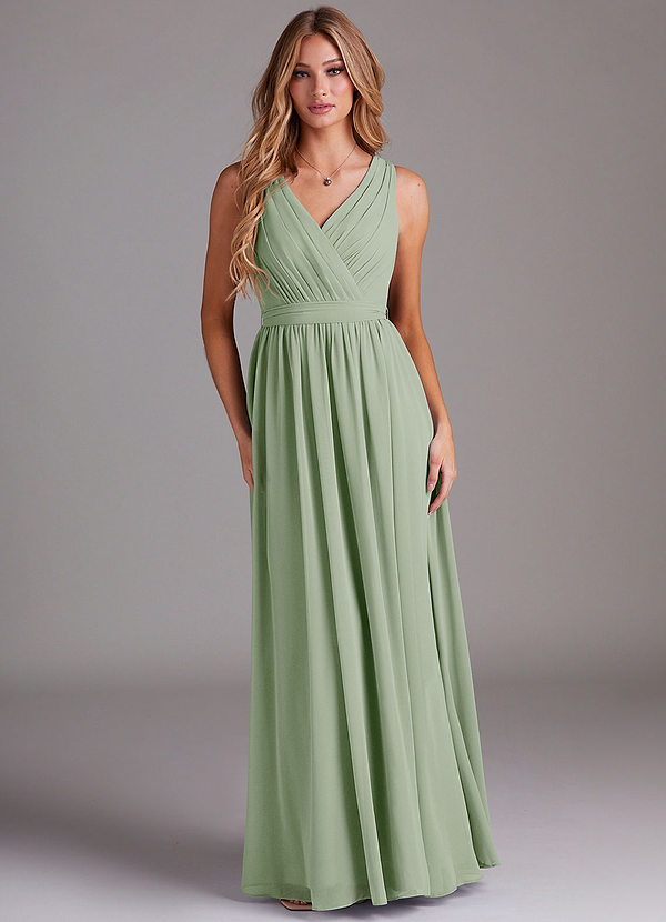 Azazie Kingsley Bridesmaid Dresses Dusty Sage A-Line Lace Chiffon Dress image1