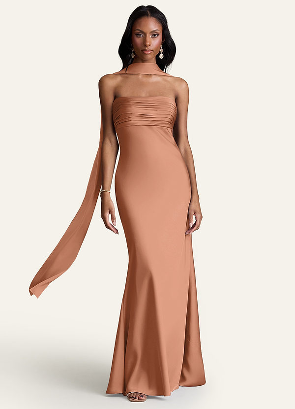 front Azazie Matching Color Stretch Satin Scarf