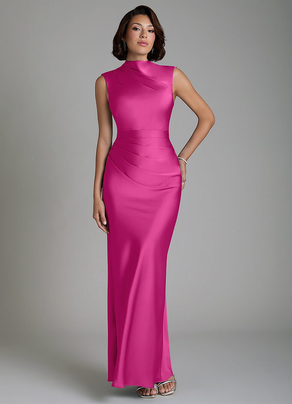 Azazie Lumia Robes de demoiselle d'honneur Robe Fourreau en Satin extensible Corset Fuchsia image1