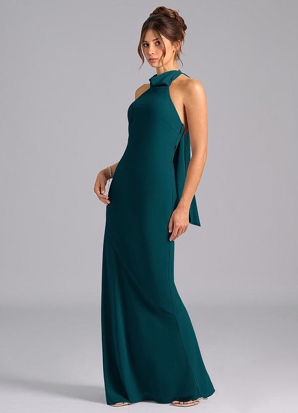 Azazie Velli Bridesmaid Dresses Pine Mermaid Bow Chiffon Dress image1