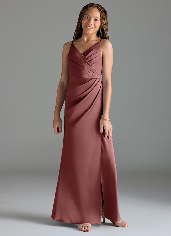 Azazie Maci Junior Klä av Sjöjungfru i Stretch Satin Plisserad image1