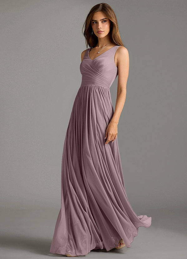 Azazie Keyla Bridesmaid Dresses Dusk A-Line Pleated Mesh Dress image1