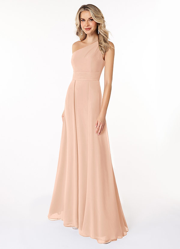 Azazie Dallas Bridesmaid Dresses English Rose A-Line One Shoulder Chiffon Dress image1