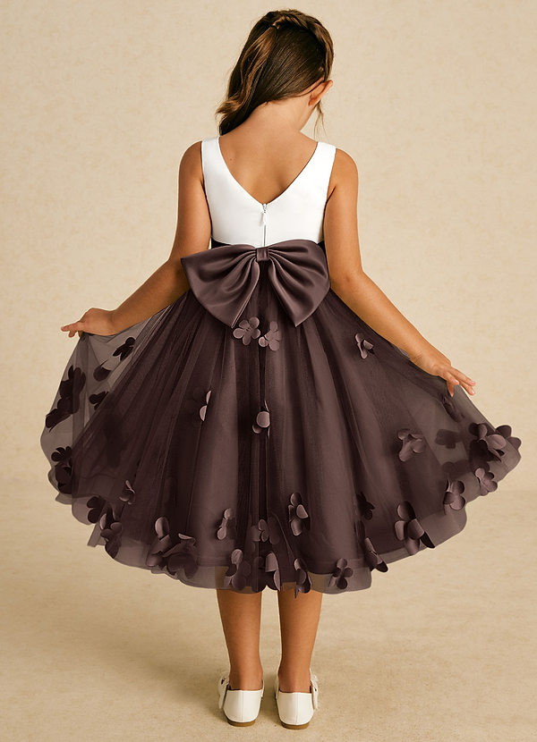 Azazie Sprout Flower Girl Dresses Ganache A-Line Bow Tulle Dress image1
