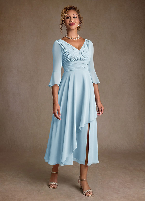Azazie Aerynne Suknie dla Matki Panny Młodej Linia A Pofałdowany Szyfon Długość herbaty Sukienka image1