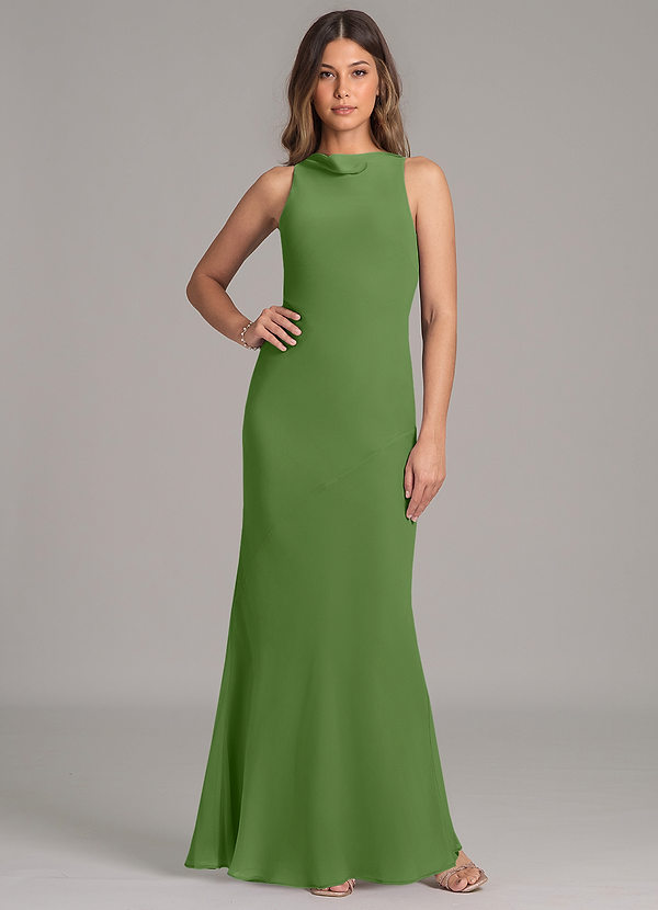 Azazie Allettie Bridesmaid Dresses Basil Mermaid Chiffon Dress image1