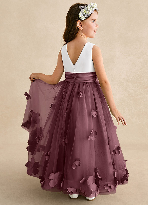 Azazie Vi Vestidos de Niña de Flores Vestido de Sangrado de Tul de Corte En A con Sin mangas image1