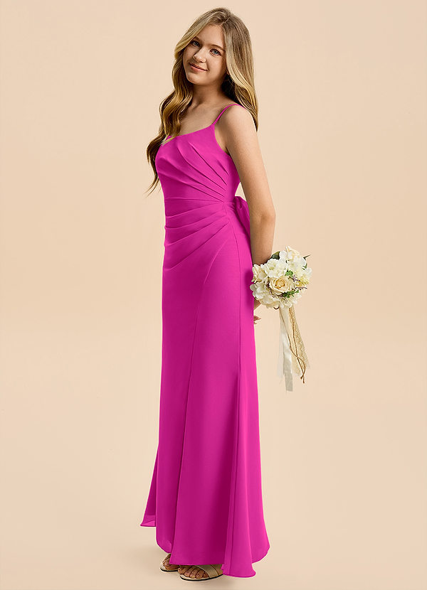 Azazie Amelia Junior Fuchsia Mermaid Pleated Chiffon Dress image1