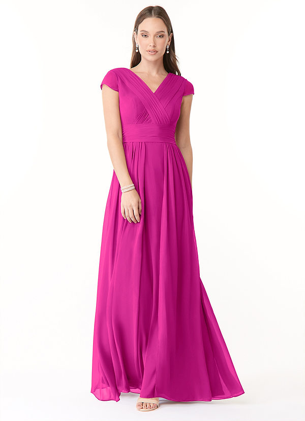Azazie Organa Vestidos Dama de Honor Vestido de Fucsia de Gasa de Corte en A con Plisado image1