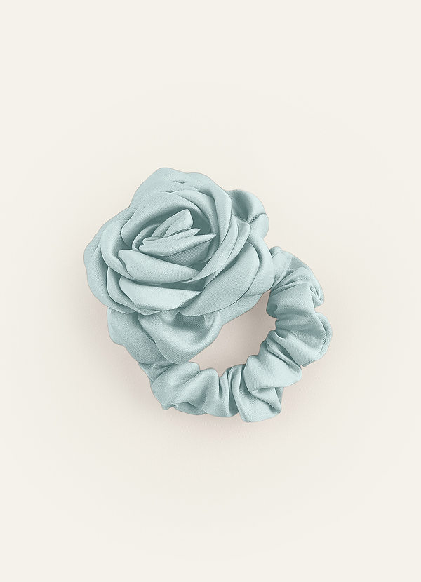 front Matching Color Matte Satin Rose Scrunchie