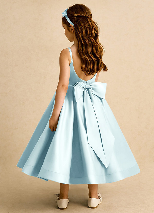 Azazie Babs Blumenkinder Kleider Ballkleid Plissee Matte Satin Kleid Seegrün image1