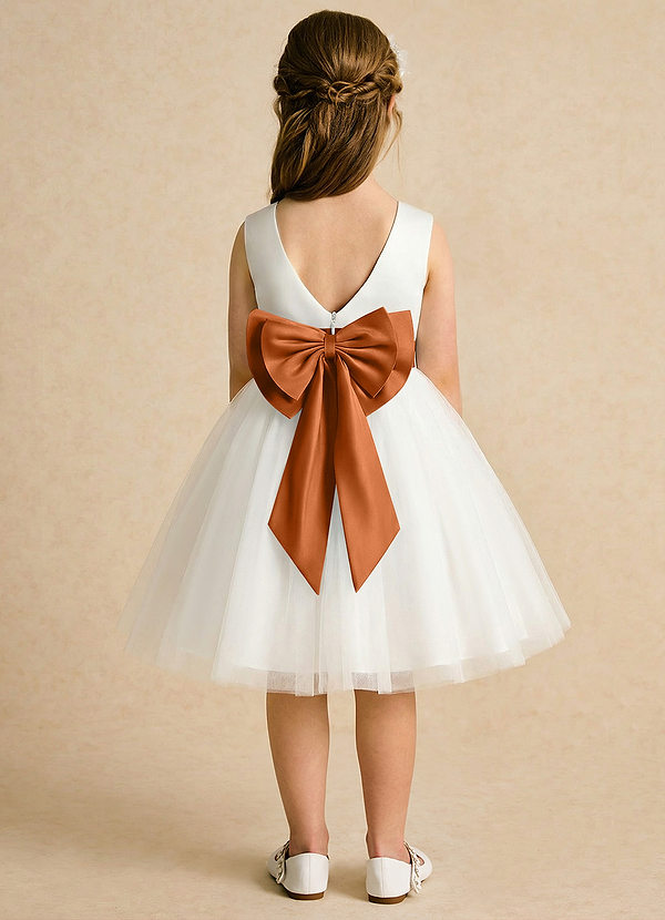 Azazie Sosie Vestidos de Niña de Flores Vestido de Marfil Cobre de Tul de Corte en A con Plisado image1