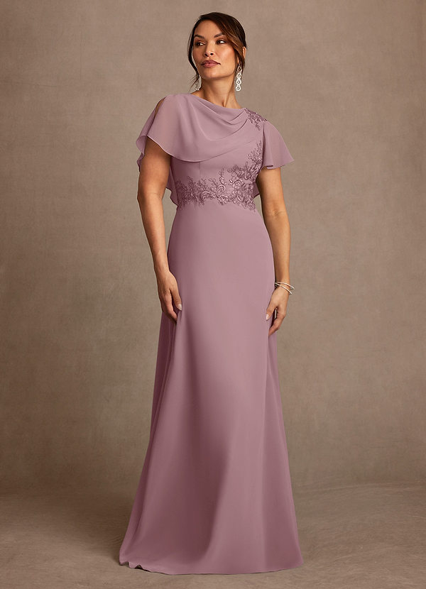 Azazie Frieda Mother of the Brides Dresses Dusty Rose A-Line Applique Chiffon Dress image1