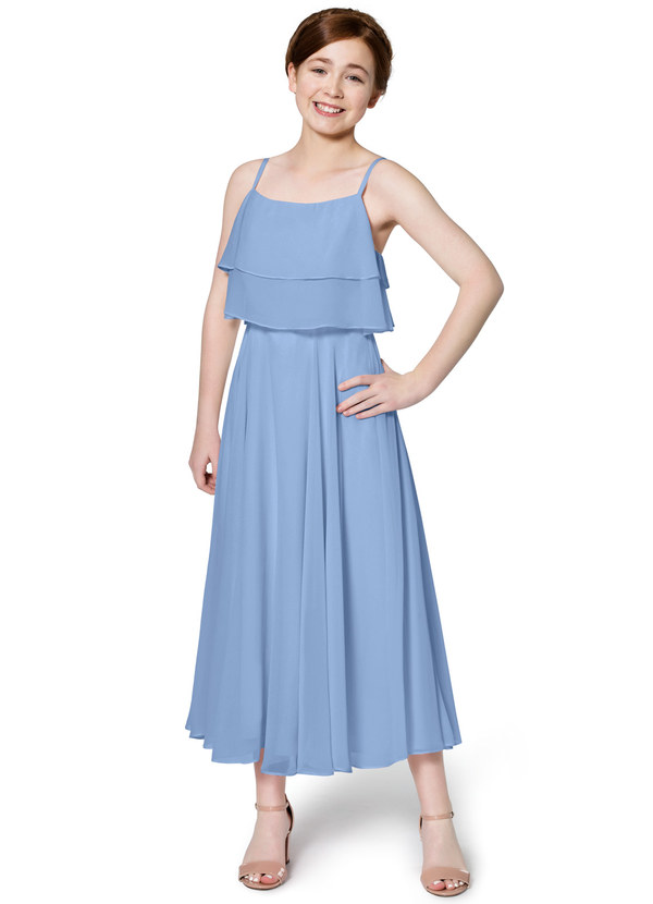 Azazie Ensley JBD Junior  Bridesmaid  Dress  Steel  Blue  