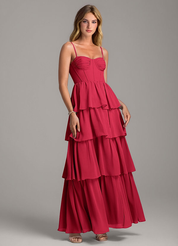 Azazie Alanna Bridesmaid Dresses Scarlet A-Line Sweetheart Neckline Chiffon Dress image1