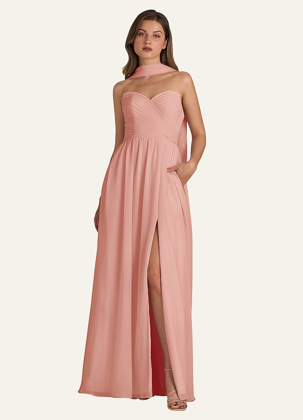 front Azazie Chiffonschal in passender Farbe