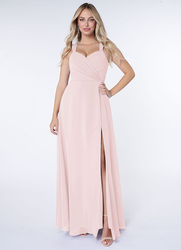 Nahrin A-Line V-Neck Pleated Chiffon Dress