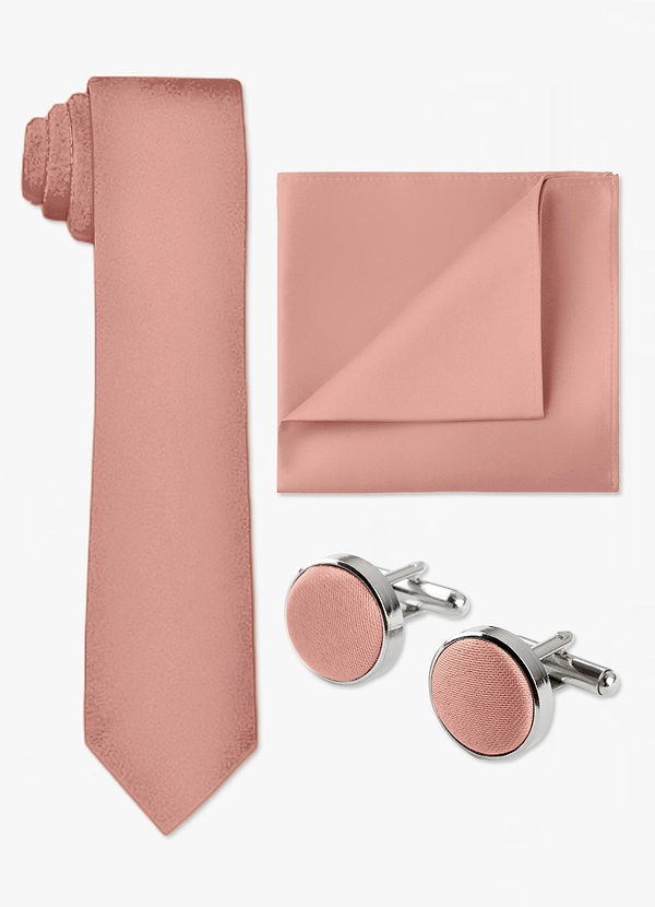front Matching Skinny Tie & Pocket Square & Cuff Links Set