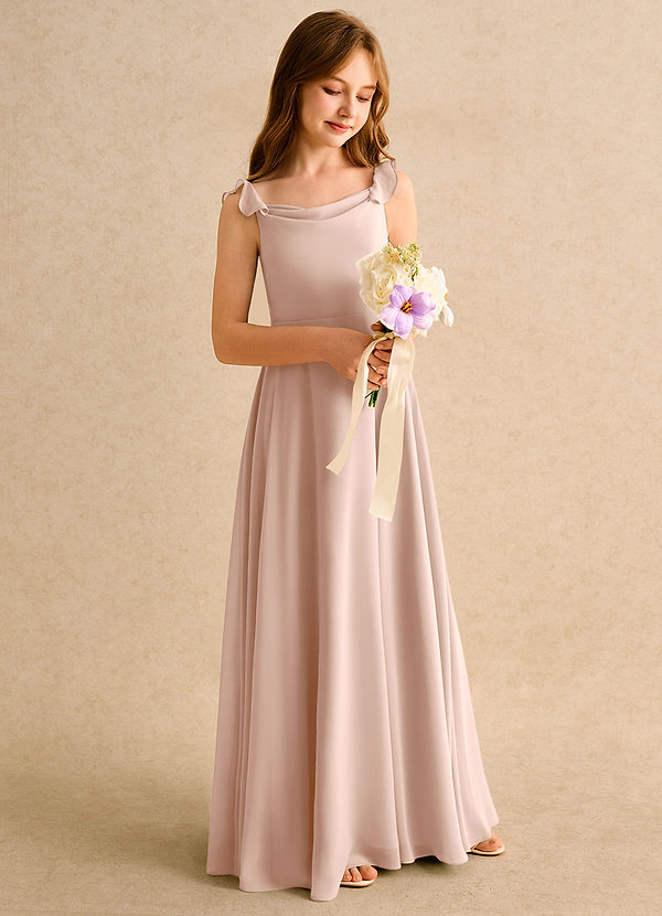 Azazie Puppy Girls Formal Flower Girl Dresses English Rose A-Line Pleated Chiffon Dress image1