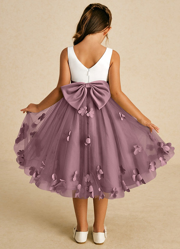 Azazie Sprout Flower Girl Dresses Vintage Mauve A-Line Bow Tulle Dress image1