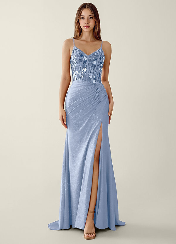 Kaida Ghiaccio Abito da ballo a sirena con corsetto e paillettes con scollo a V image1