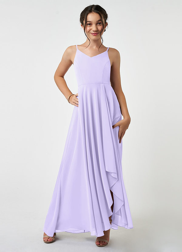 Azazie Collette Junior Lilac A-Line Ruched Chiffon Dress image1