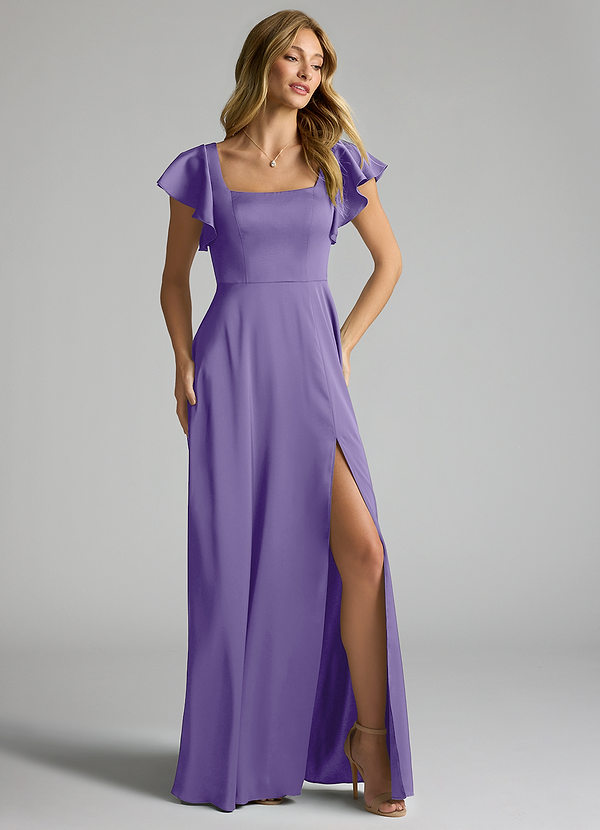 Azazie Bondi Bridesmaid Dresses Tahiti A-Line Bow Stretch Satin Dress image1