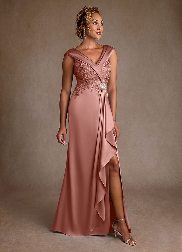 Azazie Santa Monica Mother of the Brides Dresses Rosette A-Line Lace Dress image1