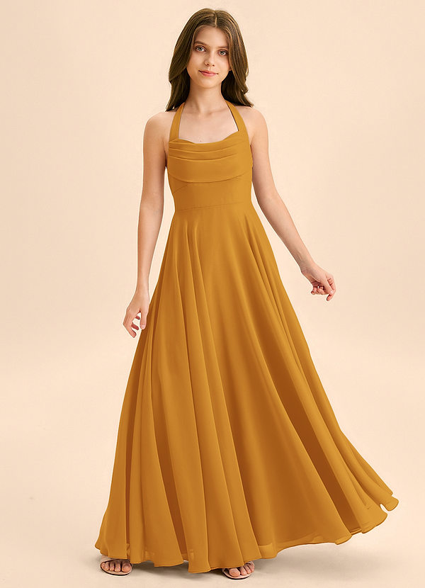 Azazie Kady Junior Butterscotch A-Line Sweetheart Neckline Chiffon Dress image1