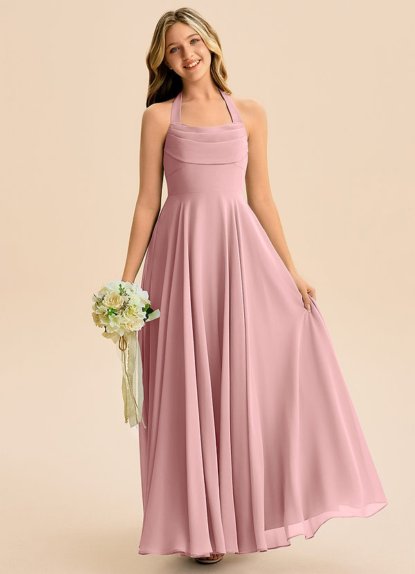 Azazie Kady Junior Dusty Rose A-Line Sweetheart Neckline Chiffon Dress image1