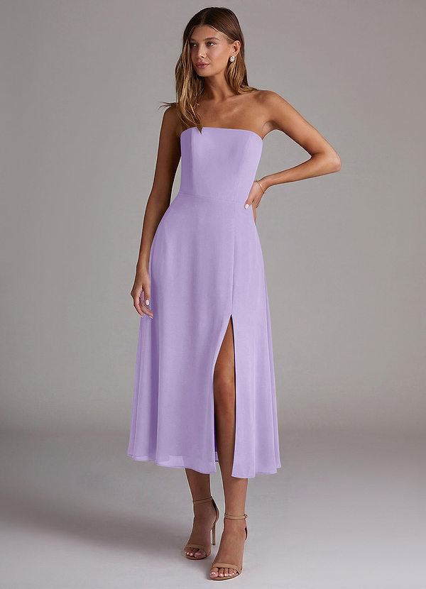 Azazie Wren Bridesmaid Dresses Lilac A-Line Strapless Chiffon Dress image1