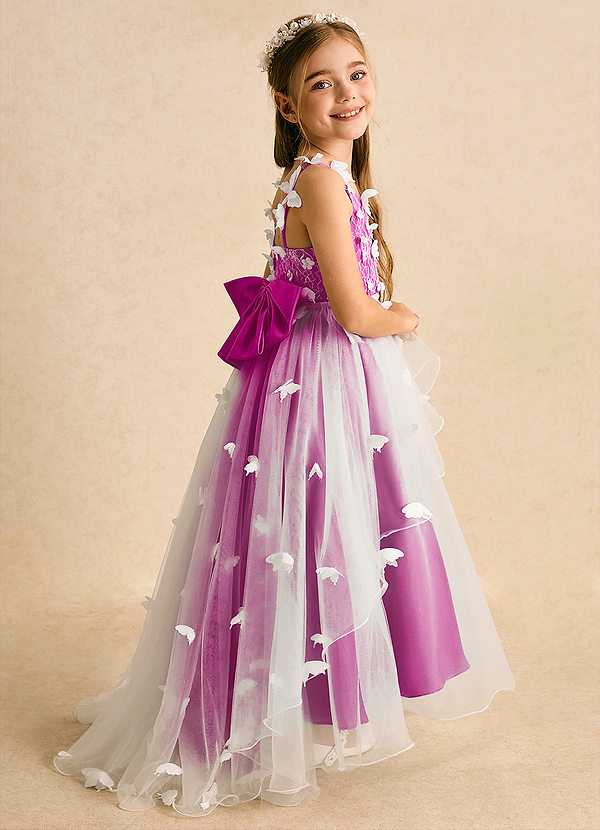 Azazie Darlina Robes de Fillette d'Honneur Robe Princesse en Tulle Dentelle Ivoire Fuchsia image1
