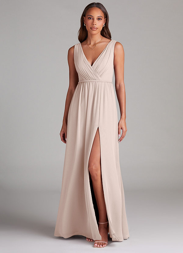 Azazie Tanicia Bridesmaid Dresses Rose Petal A-Line Pleated Chiffon Dress image1