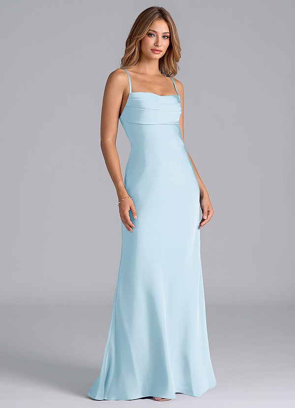 Azazie Seema Brautjungfernkleider Meerjungfrau-Linie Korsett Stretch-Satin Kleid Himmelblau image1