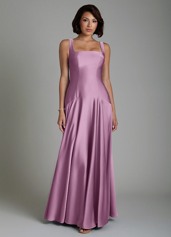 Azazie Reina Bridesmaid Dresses Wisteria A-Line Pleated Stretch Satin Dress image1