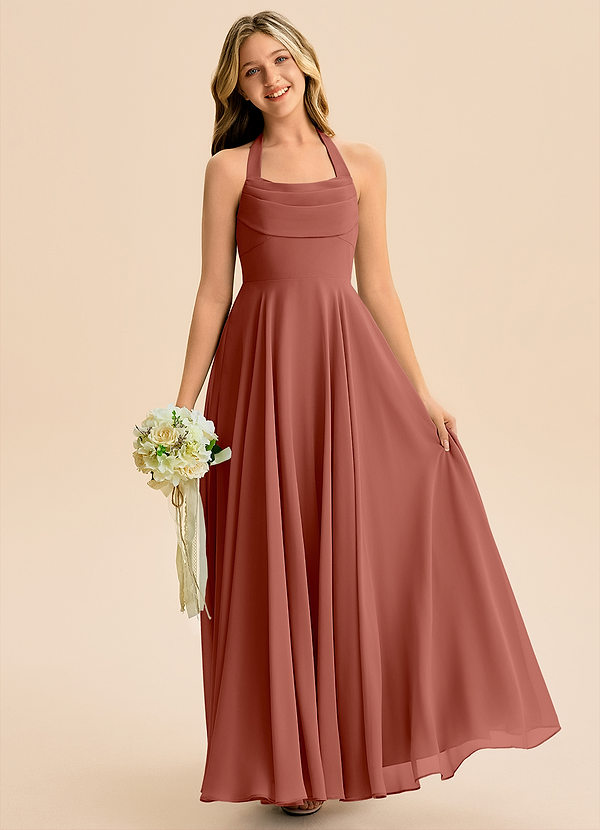Azazie Kady Junior Auburn A-Line Sweetheart Neckline Chiffon Dress image1