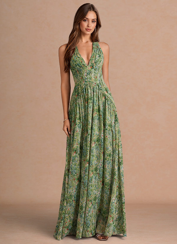 Alicia Green Floral Maxi Dress image1