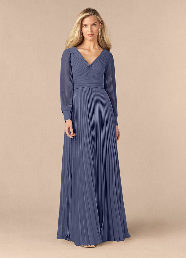 Azazie Zina Mother of the Brides Dresses Stormy A-Line Pleated Chiffon Dress image1