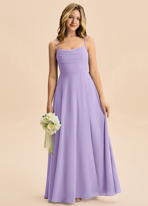 Azazie Bear Junior Lilac A-Line Pleated Chiffon Dress image1