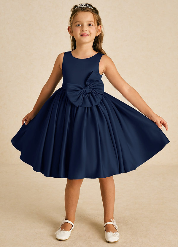 Apple A-Line Bow Matte Satin Dress